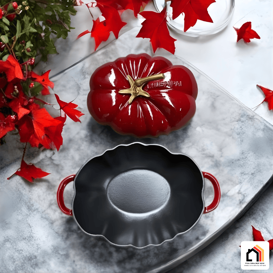 NỒI GANG CÀ CHUA PHỦ MEN GỐM tại Vua Nhà Bếp Đức 04