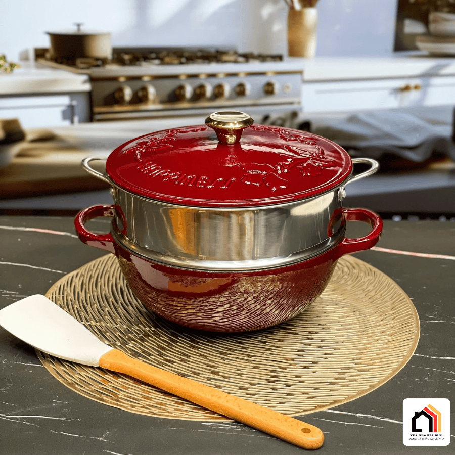 Nồi Gang Kèm Xửng Hấp Happiness 23cm tại Vua Nhà Bếp Đức 02