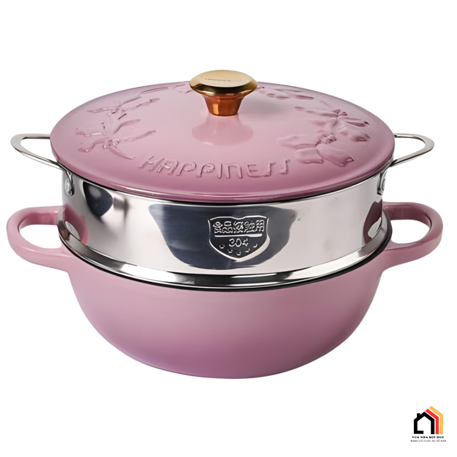 Nồi Gang Kèm Xửng Hấp Happiness 23cm tại Vua Nhà Bếp Đức 03