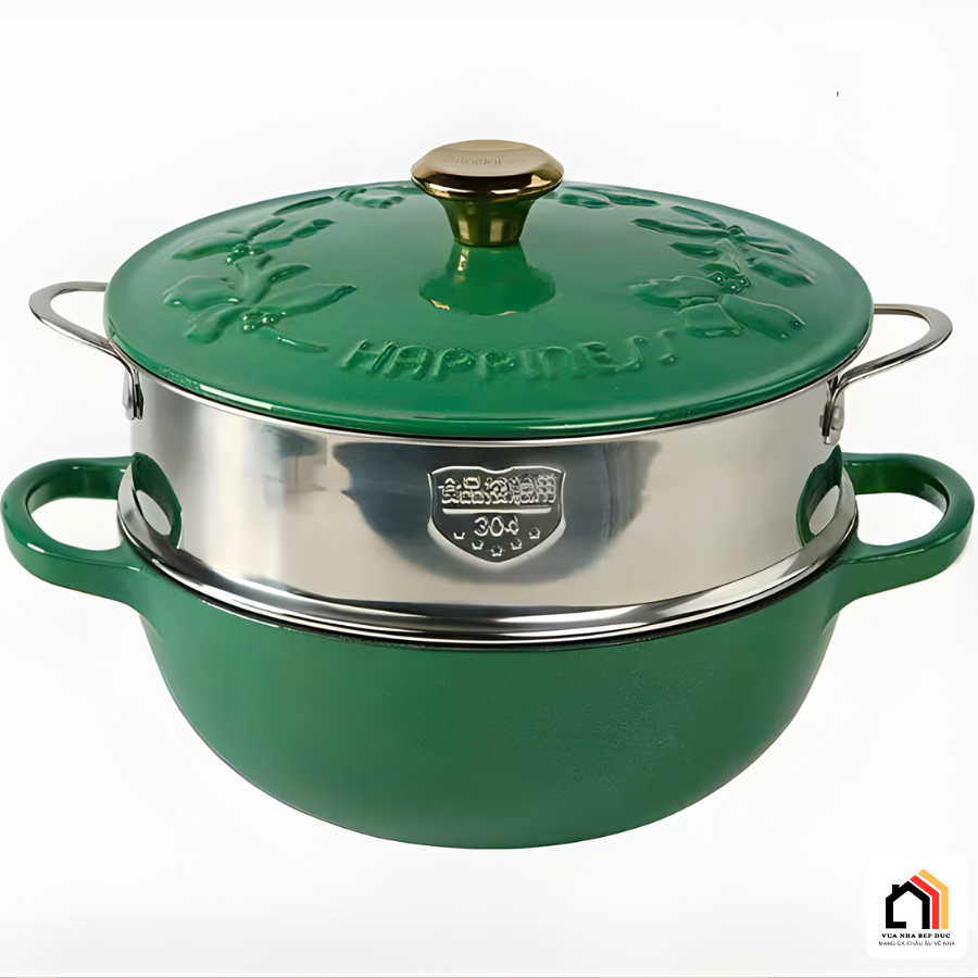 Nồi Gang Kèm Xửng Hấp Happiness 23cm tại Vua Nhà Bếp Đức 06