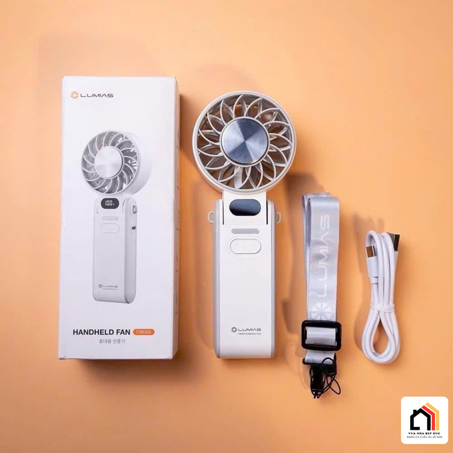 Quạt tích điện cầm tay mini Lumias F3600A tại Vua Nhà Bếp Đức 04