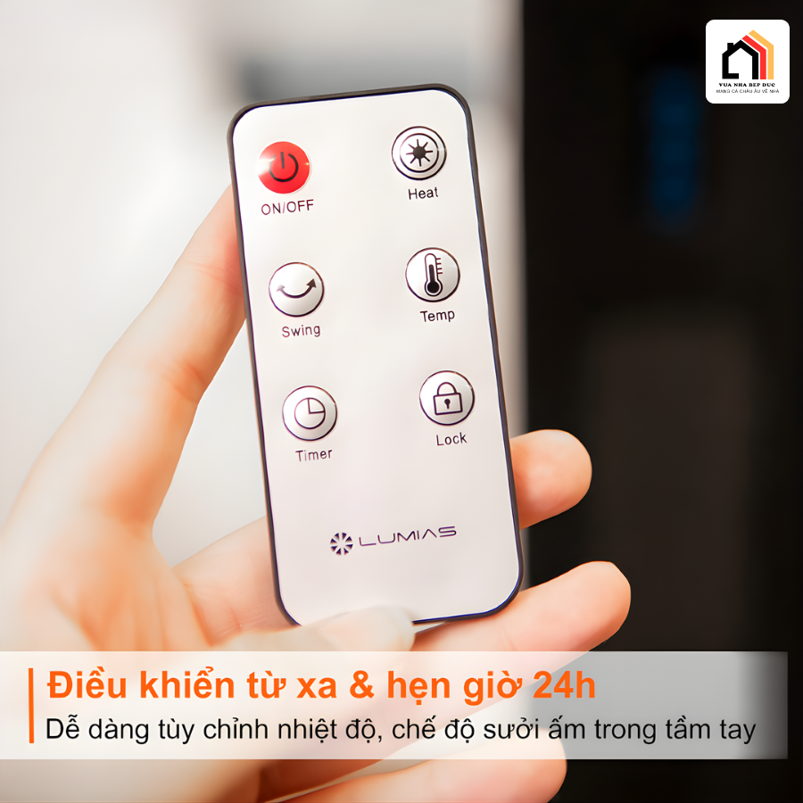 Lumias H08 Pro - Quạt tháp sưởi gốm thế hệ mới 2026 tại Vua Nhà Bếp Đức 06