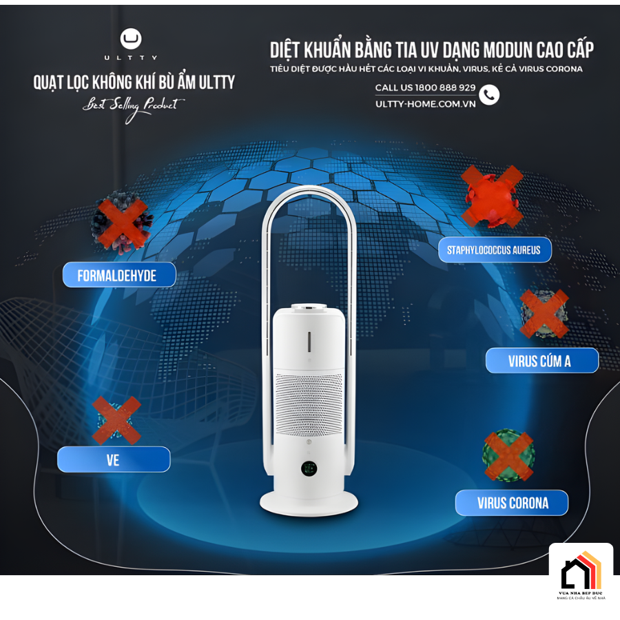 QUẠT LỌC KHÔNG KHÍ BÙ ẨM U ULTTY CR022 tại Vua Nhà Bếp Đức 05