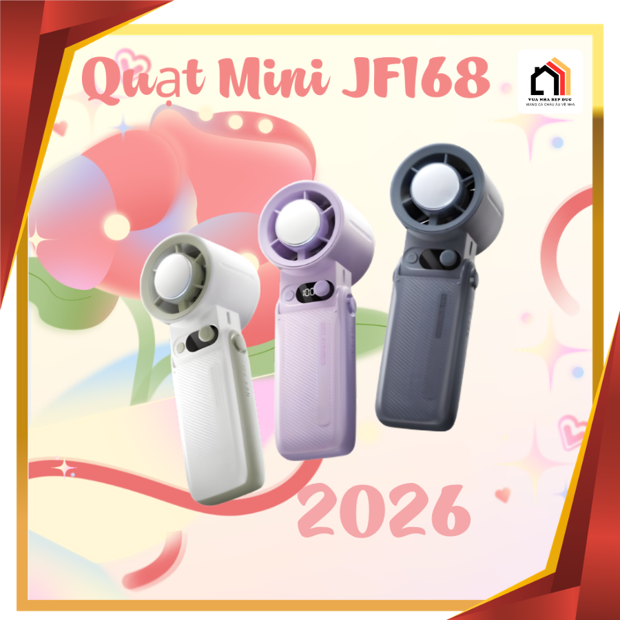 Quạt cầm tay Mini JF168 - 6000mAh, Sò lạnh TEC hạ nhiệt tức thì 12°C