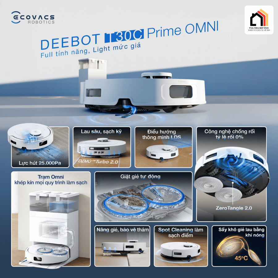 Ecovacs Deebot T30C Prime Omni - Robot Hút Bụi Lau Nhà 2026 tại Vua Nhà Bếp Đức 04