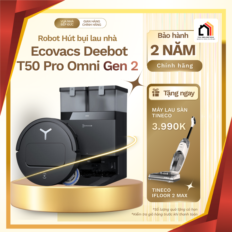 Ecovacs Deebot T50 Pro Omni Gen 2 - Robot hút bụi lau nhà 2026 tại Vua Nhà Bếp Đức 01