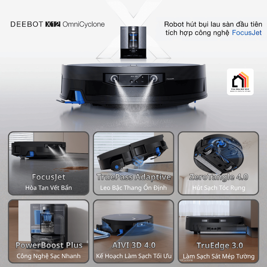 Ecovacs Deebot X12 OmniCyclone - Robot Hút Bụi Lau Nhà 2026 tại Vua Nhà Bếp Đức 02