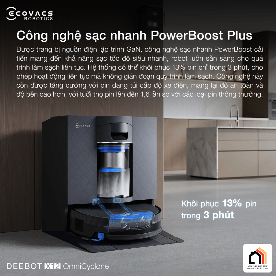 Ecovacs Deebot X12 OmniCyclone - Robot Hút Bụi Lau Nhà 2026 tại Vua Nhà Bếp Đức 10