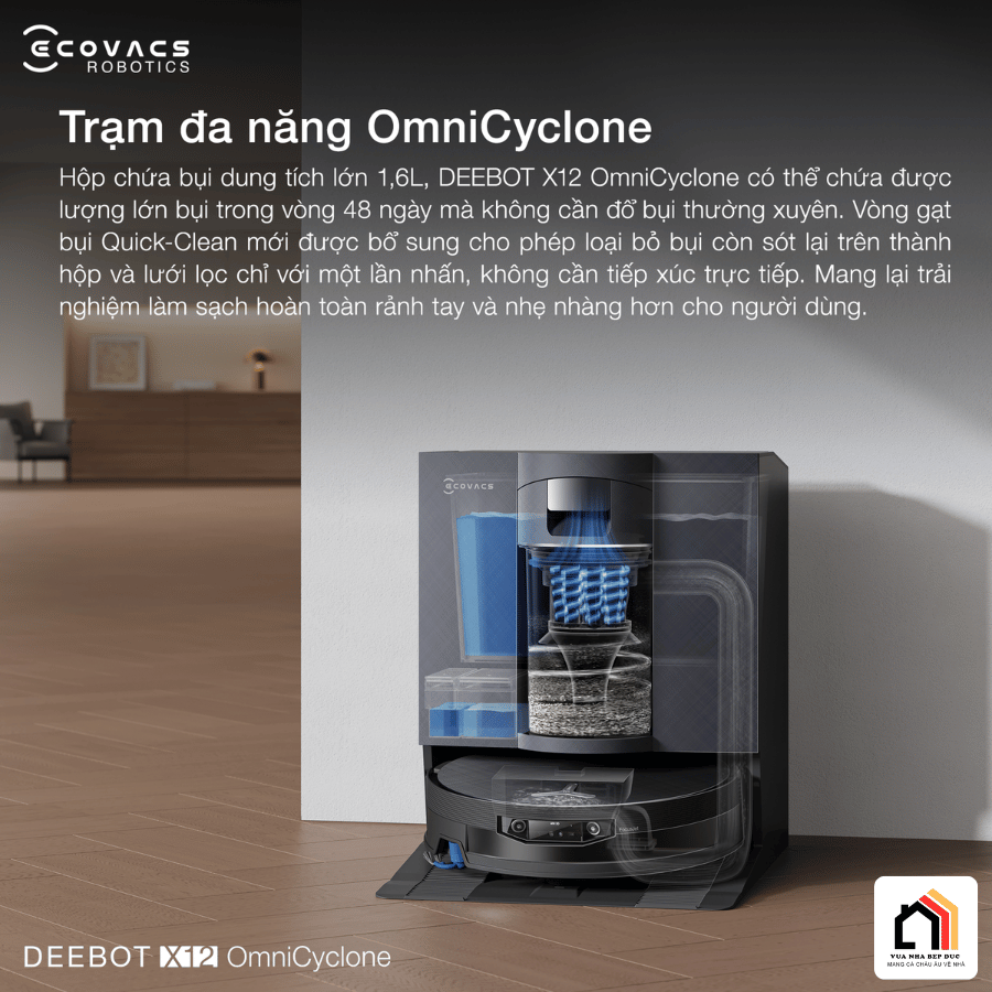 Ecovacs Deebot X12 OmniCyclone - Robot Hút Bụi Lau Nhà 2026 tại Vua Nhà Bếp Đức 11