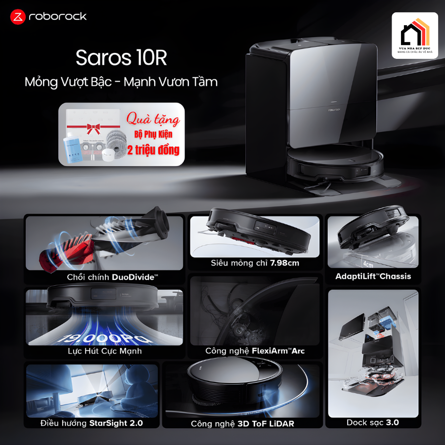 Roborock Saros 10R - Robot hút bụi lau nhà thế hệ mới 2026 tại Vua Nhà Bếp Đức 02