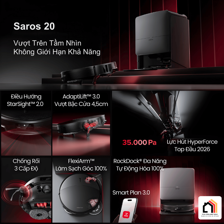 Roborock Saros 20 - Robot Hút Bụi Lau Nhà Thế Hệ Mới 2026 tại Vua Nhà Bếp Đức 02