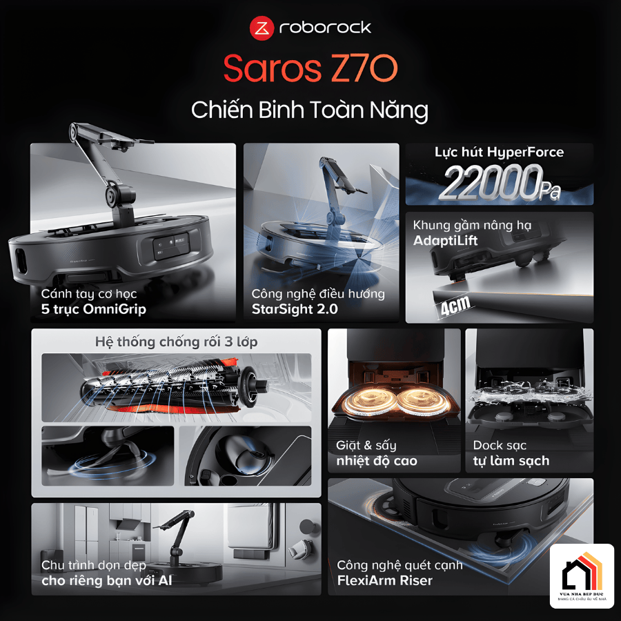 Roborock Saros Z70 - Robot hút bụi lau nhà 2026 tại Vua Nhà bếp Đức 02