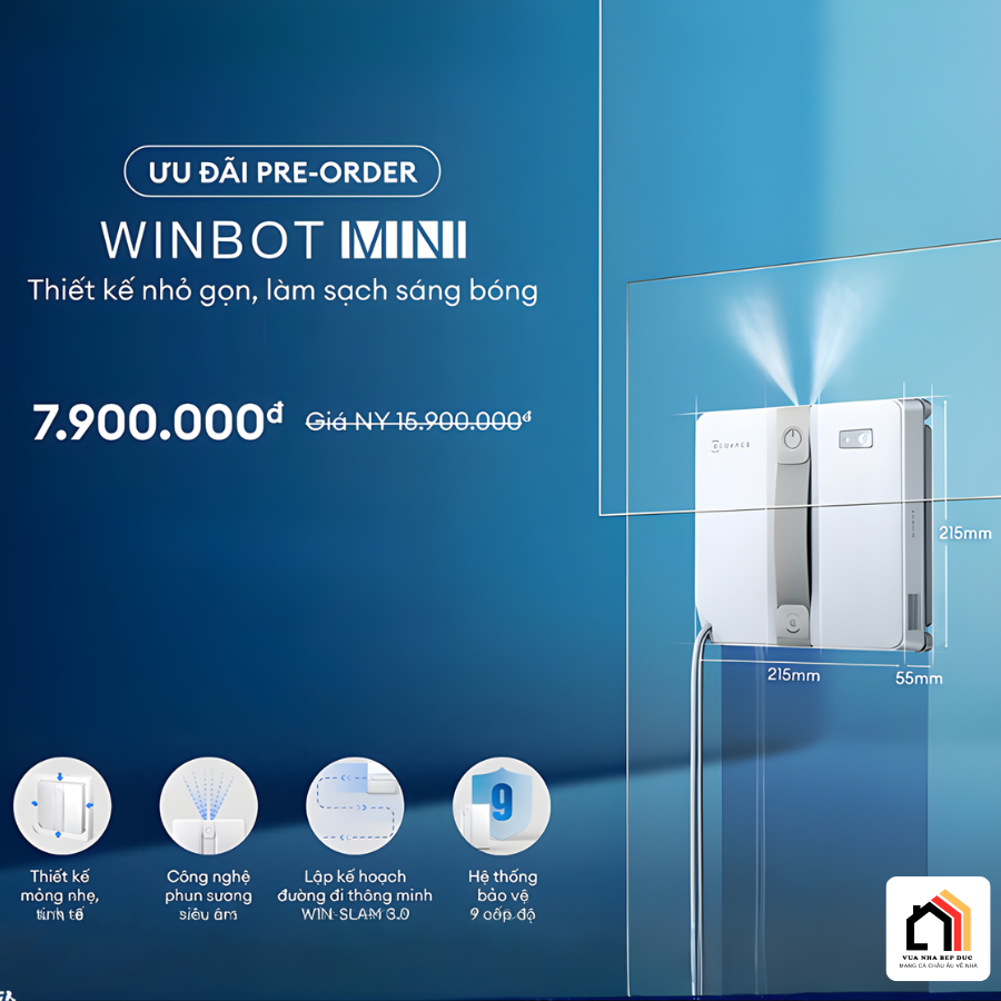 WINBOT MINI – Robot lau kính nhỏ gọn ECOVACS tại Vua Nhà Bếp Đức 02