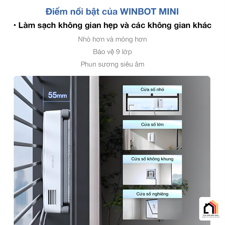 WINBOT MINI – Robot lau kính nhỏ gọn ECOVACS tại Vua Nhà Bếp Đức 03