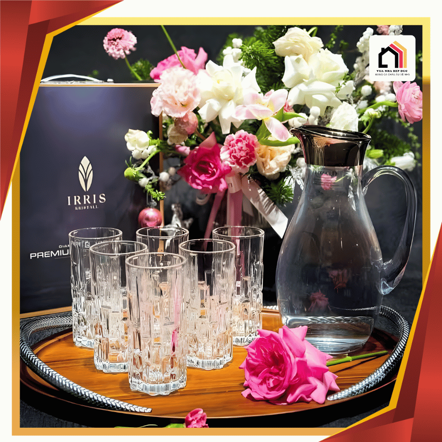 Bộ sưu tập cốc charm Bossa đế trụ nhà Irris DE tại Vua Nhà Bếp Đức 01