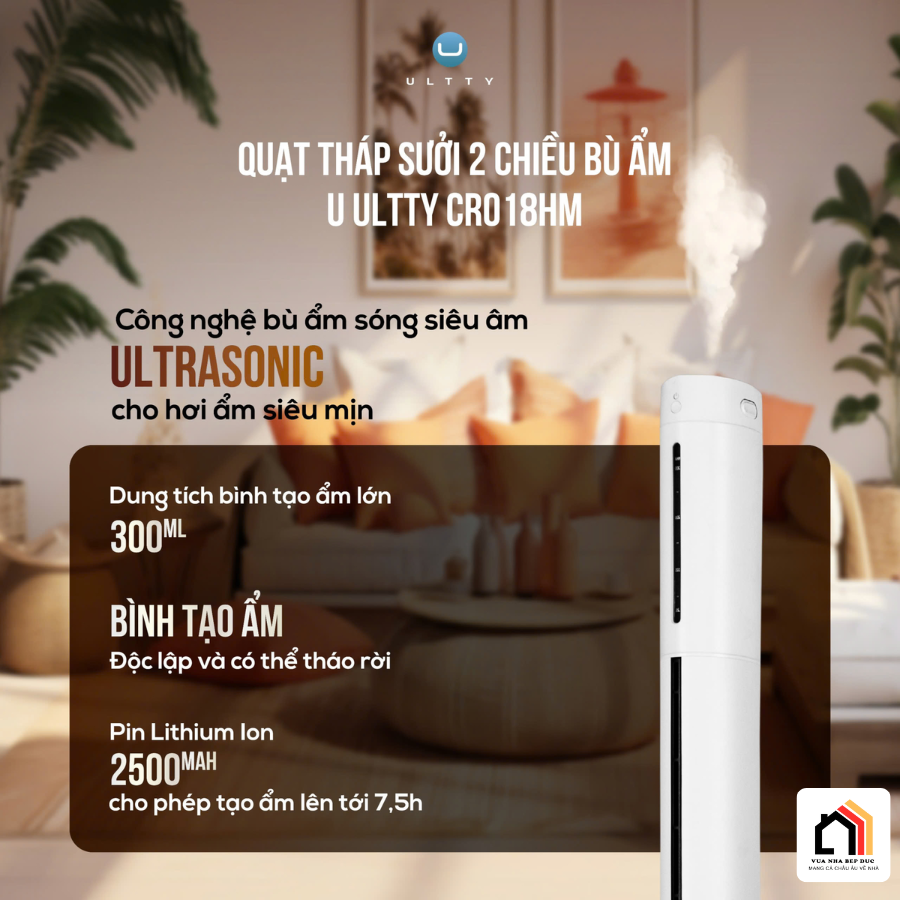 U ULTTY CR018HM - Quạt Tháp Sưởi 2 Chiều Bù Ẩm 2026 tại Vua Nhà Bếp Đức 04