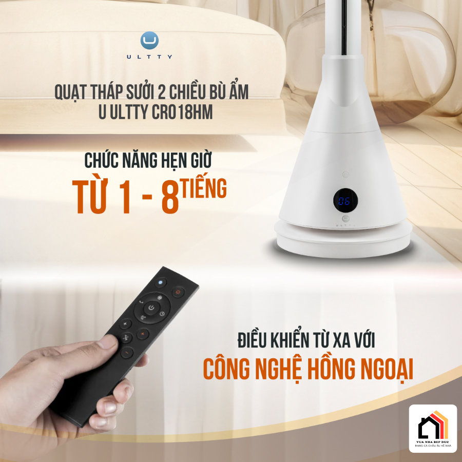 U ULTTY CR018HM - Quạt Tháp Sưởi 2 Chiều Bù Ẩm 2026 tại Vua Nhà Bếp Đức 07