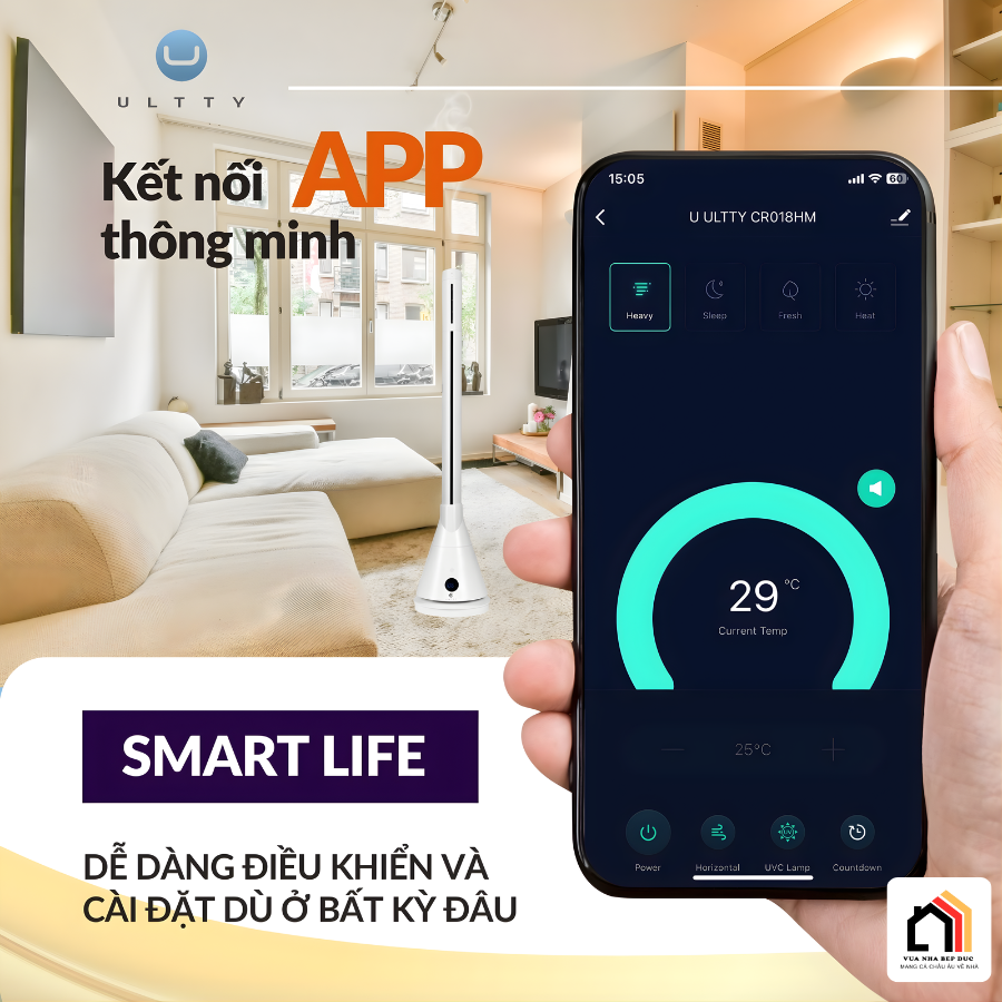 U ULTTY CR018HM - Quạt Tháp Sưởi 2 Chiều Bù Ẩm 2026 tại Vua Nhà Bếp Đức 09