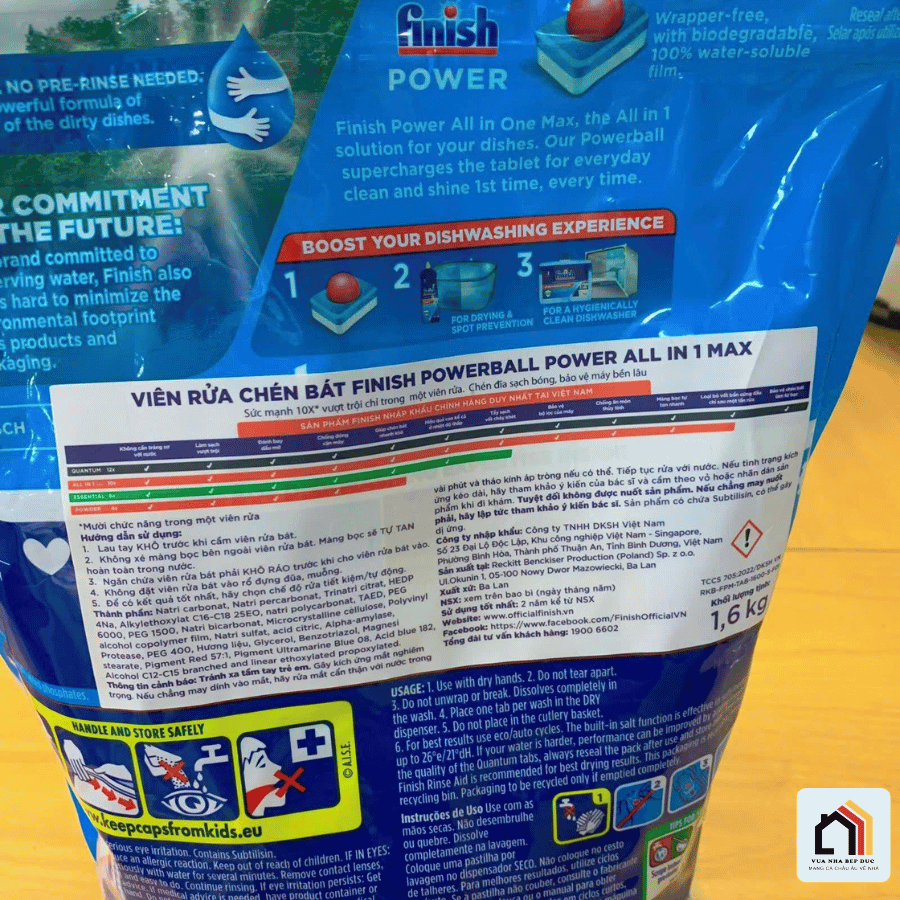 VIÊN RỬA BÁT FINISH POWER ALL IN 1 MAX tại VUA NHÀ BẾP ĐỨC 05