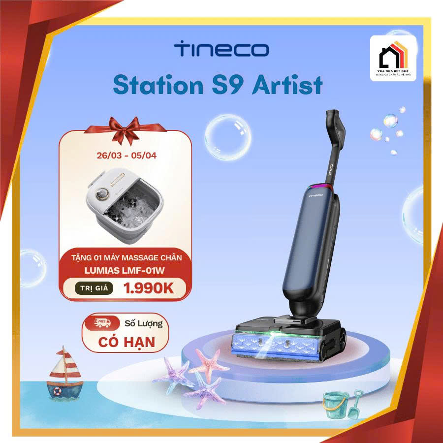Tineco Station S9 Artist - Máy Hút Bụi Lau Nhà Có Hệ Thống Tự Động Cấp Nước 5L  2026