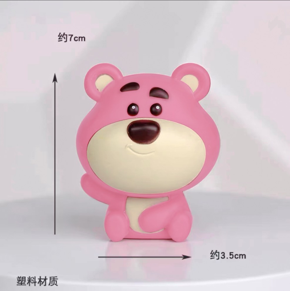 รูปปั้นสีขาว - หมีสตรอเบอร์รี่สีชมพูอ่อน