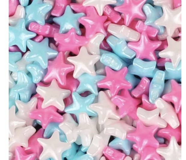 นักเก็ตน้ำตาลดาวสีชมพู สีขาว และสีน้ำเงิน (ถุง 100 กรัม)