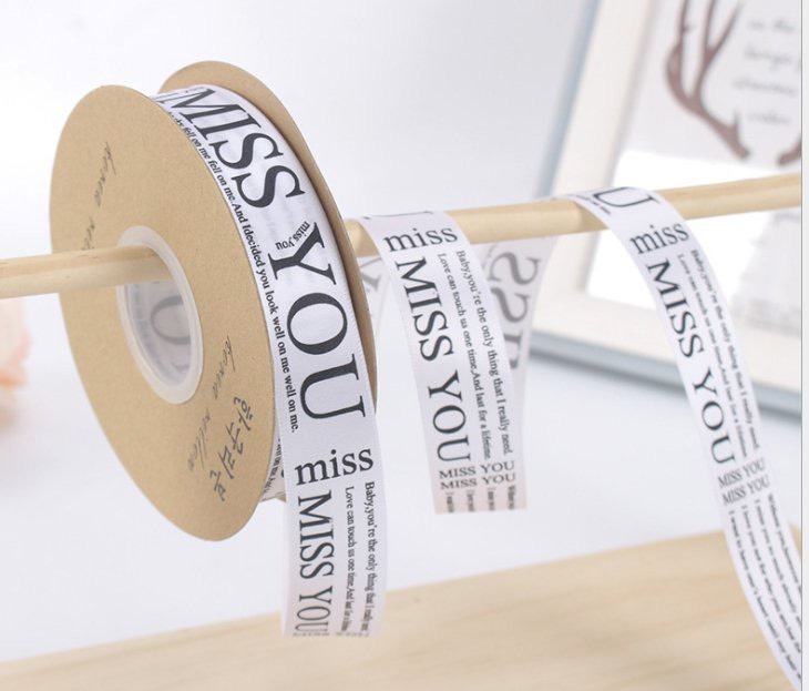 ริบบิ้น MISS YOU (2.5CM X 50M)-สีขาว