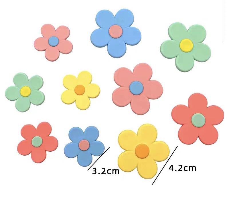 ดอกไม้พลาสติก 10 ถุง (ขนาดใหญ่ 5 ซม. 4.5 ซม., เล็ก 5 ซม. 3.5 ซม.)