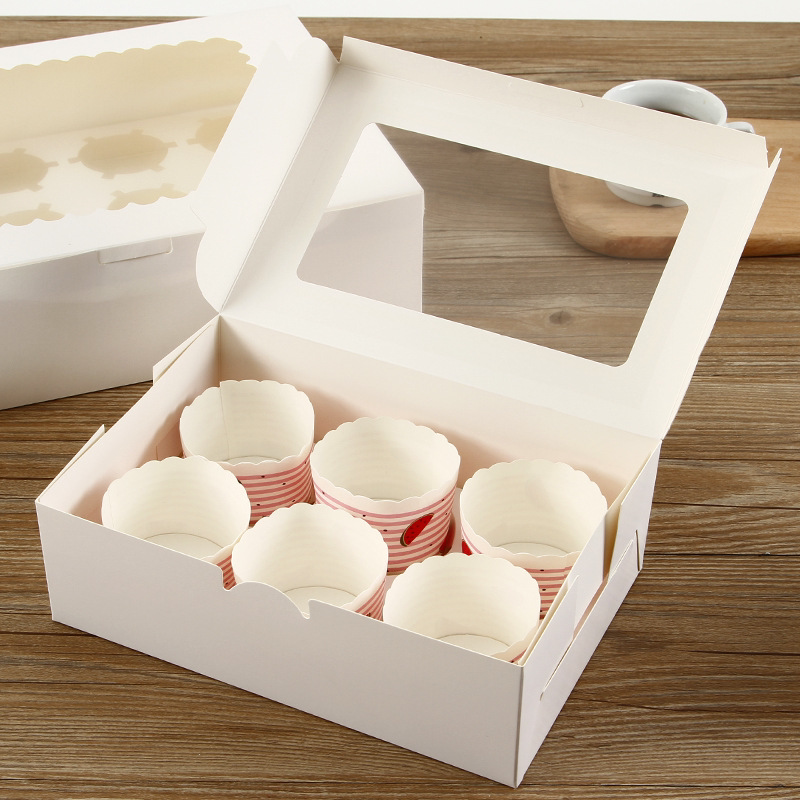 ชุดกล่องคัพเค้กกระดาษ 10 ชิ้น (6 ชิ้น) (24x16x7.5ซม.)