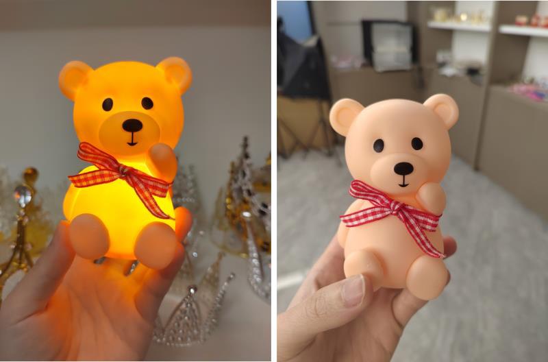 รูปปั้นหมีพลาสติกแข็งมีไฟ (มีสายคล้องคอ)