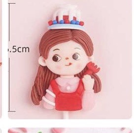 รูปปั้น- สาวน้อยเสื้อแดง ถือส้อม (ซิลิกอน)