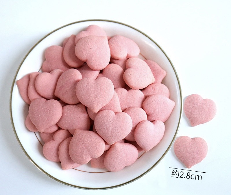 คุกกี้รูปหัวใจสีชมพูล้วน (แพ็ค 300 กรัม)