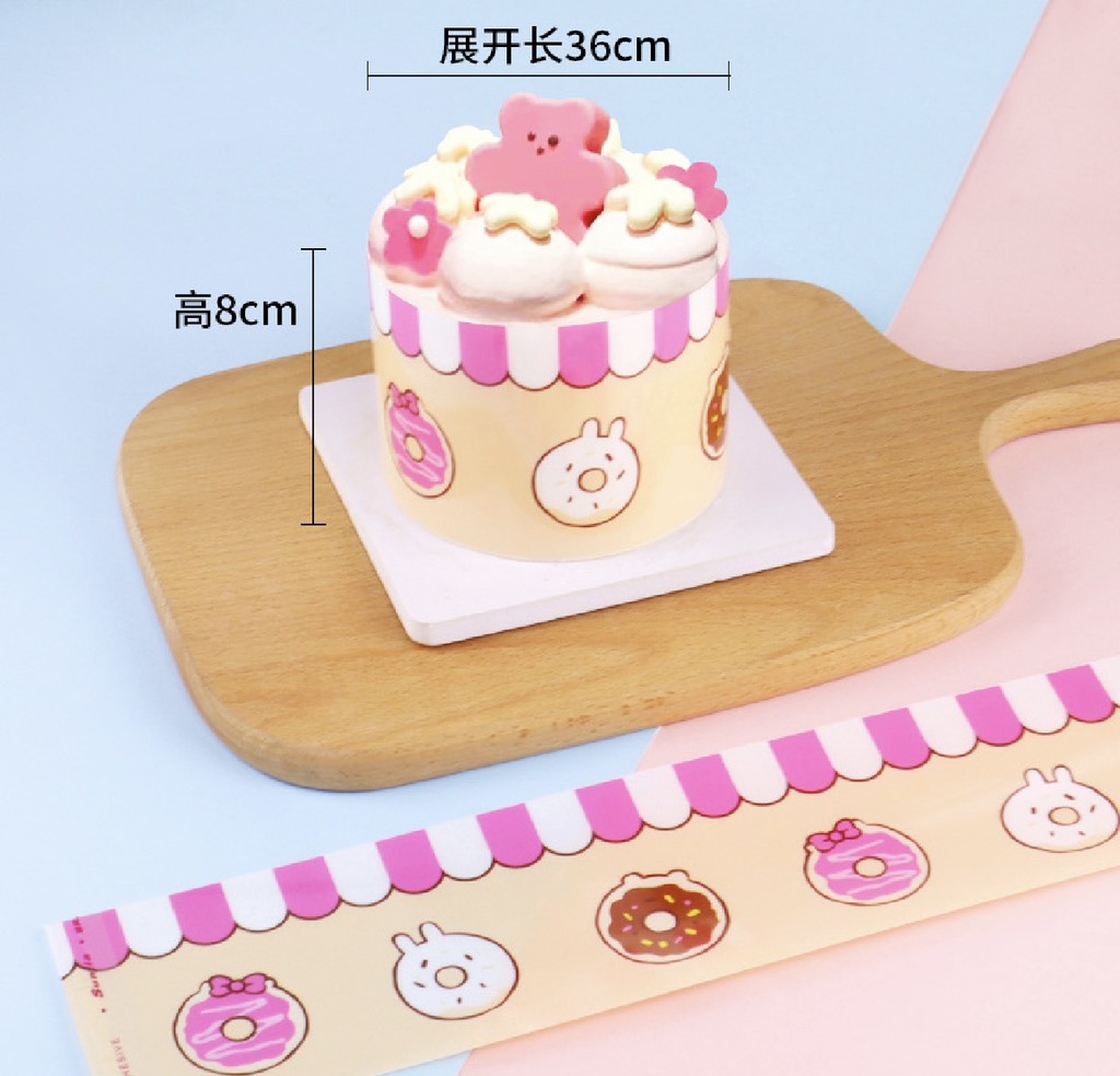 เค้กพลาสติก ชุด 100 ชิ้น 8 x 36ซม. (ตัดล่วงหน้า) - ทรงโดนัท.