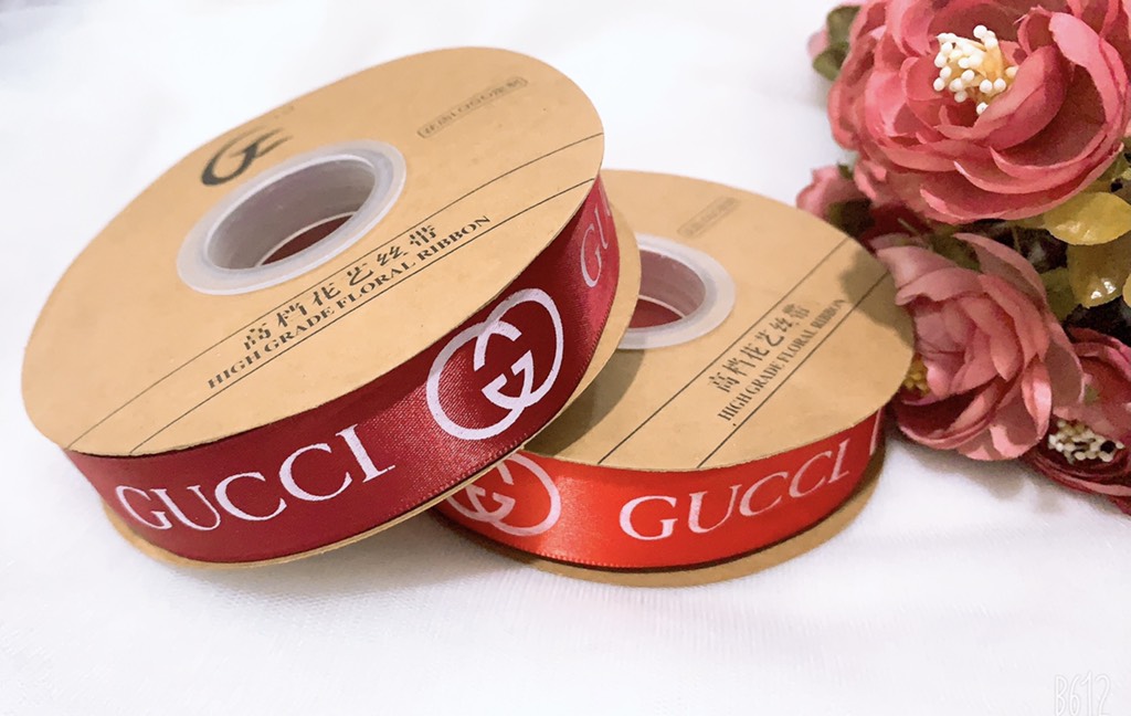 GUCCIริบบิ้น 2.5 ซม. x 50ม. - สีแดง
