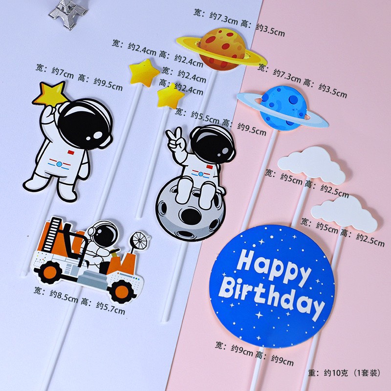 คอมโบชุดกระดาษนักบินอวกาศตัวน้อยใหม่ 2 ชุด (ตัวอักษร HPBD สีน้ำเงิน)