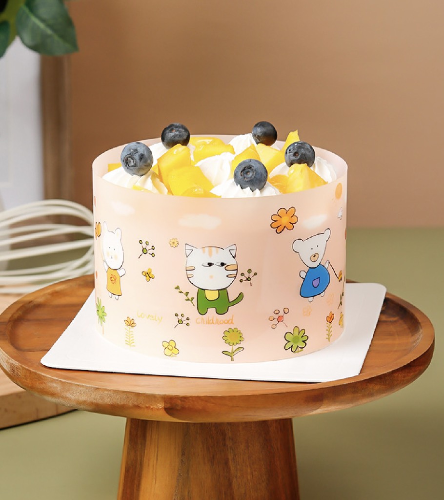 ผนังเค้ก 8 ซม. - คูทแมวและดอกไม้
