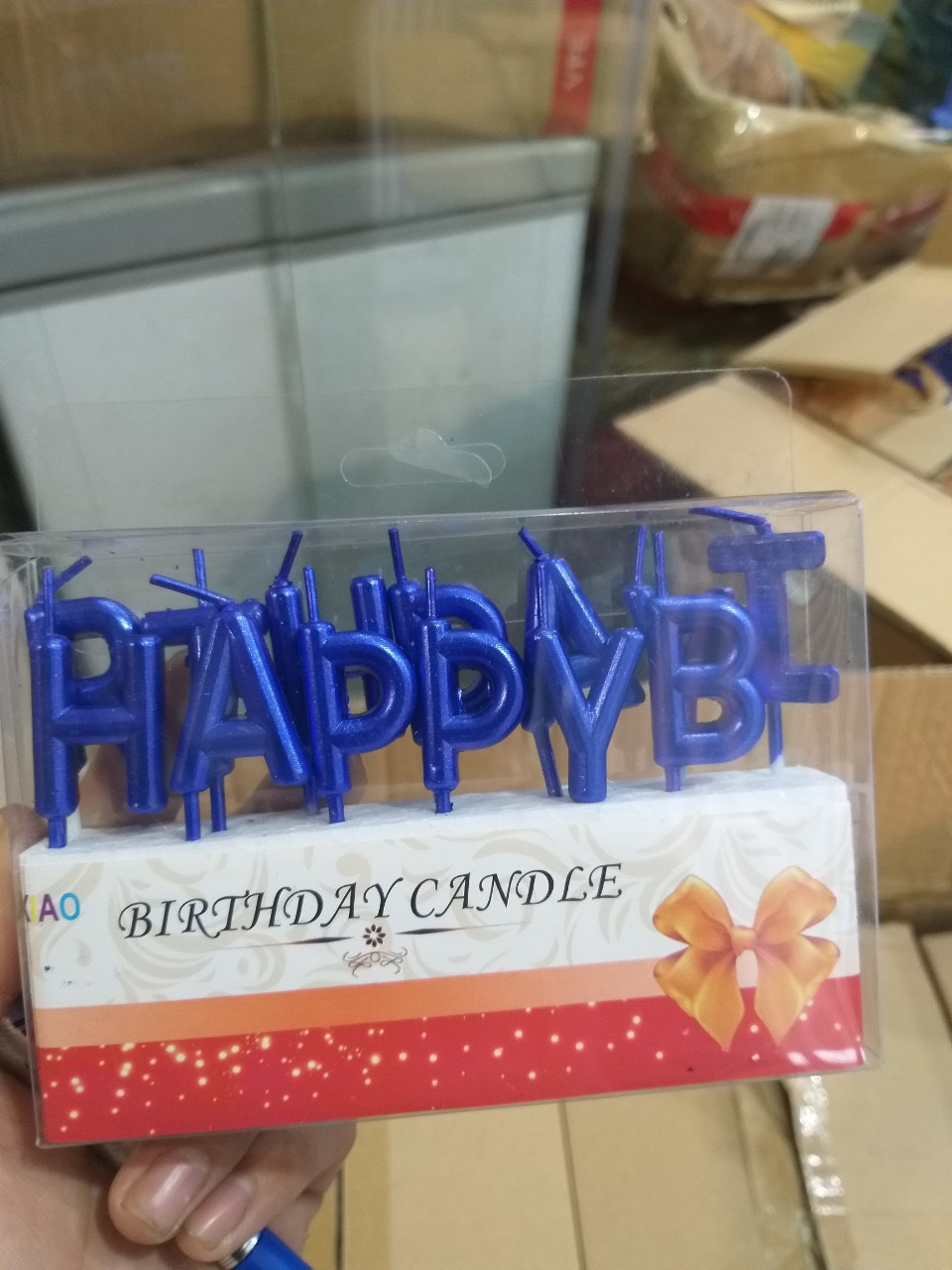 เทียน HPBD สีน้ำเงินเข้ม