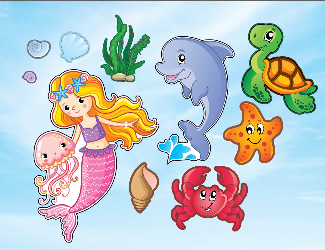 ชุดกระดาษ 2 ชุด นางเงือก-โอปุส-วาฬ-เต่า