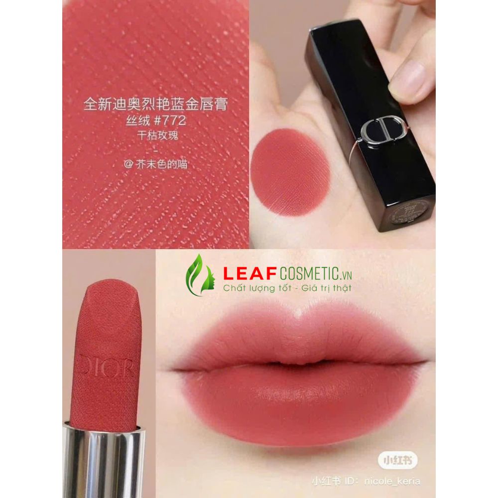 Thiết kế Son Thỏi Dior Rouge Velvet 772 Classic Rosewood - Nắp Nam Châm cao cấp