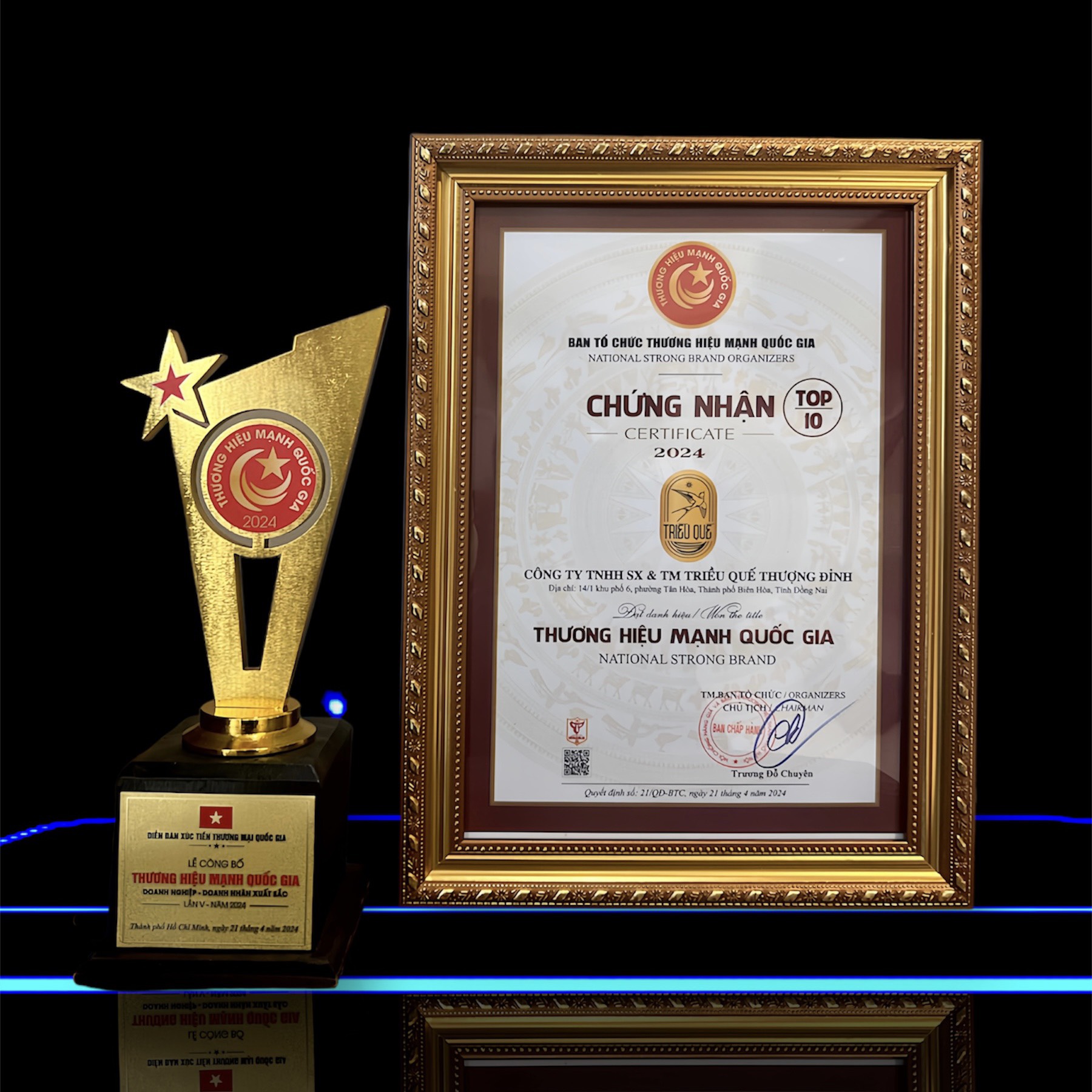 Giải thưởng đánh dấu cột mốc mới quan trọng trong hành trình phát triển của TRIỀU QUẾ - Thượng Đỉnh Yến.