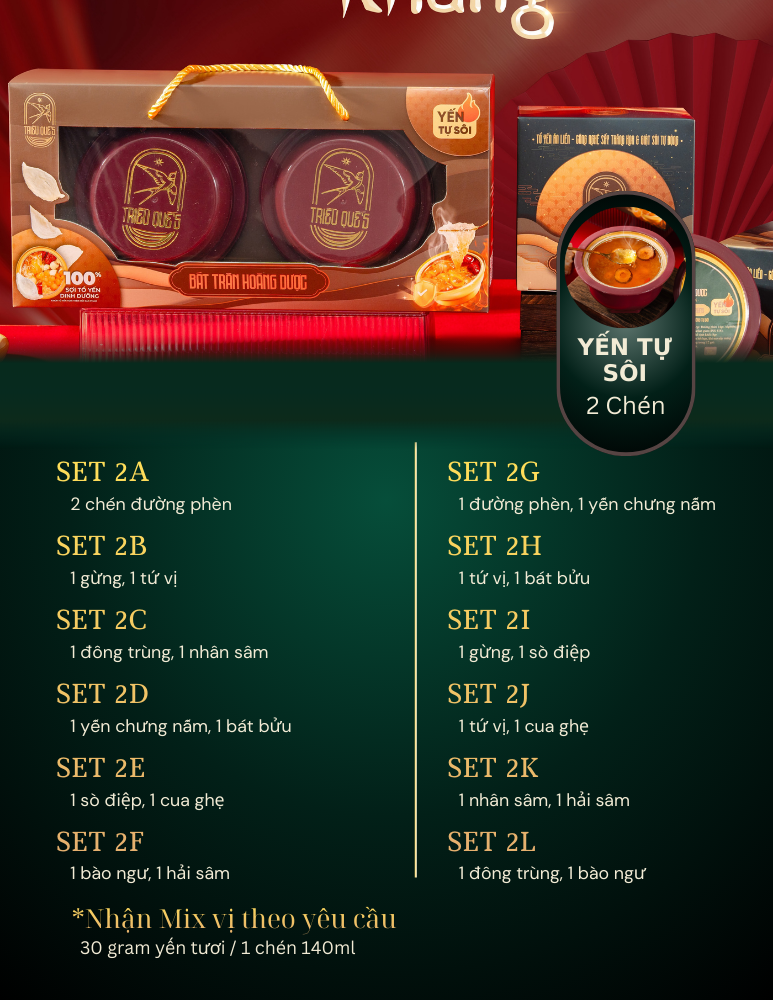 ĐẾ VƯƠNG AN KHANG -  Hộp 2 Chén Yến Tự sôi 140ml