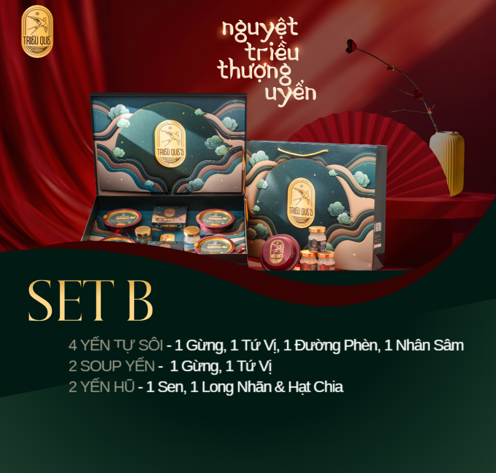 NGUYỆT TRIỀU THƯỢNG UYỂN -  Hộp Cao Cấp Yến Tự Sôi 140ml, Soup Yến ăn liền 140ml & Hũ Yến Chưng Sẵn 70ml