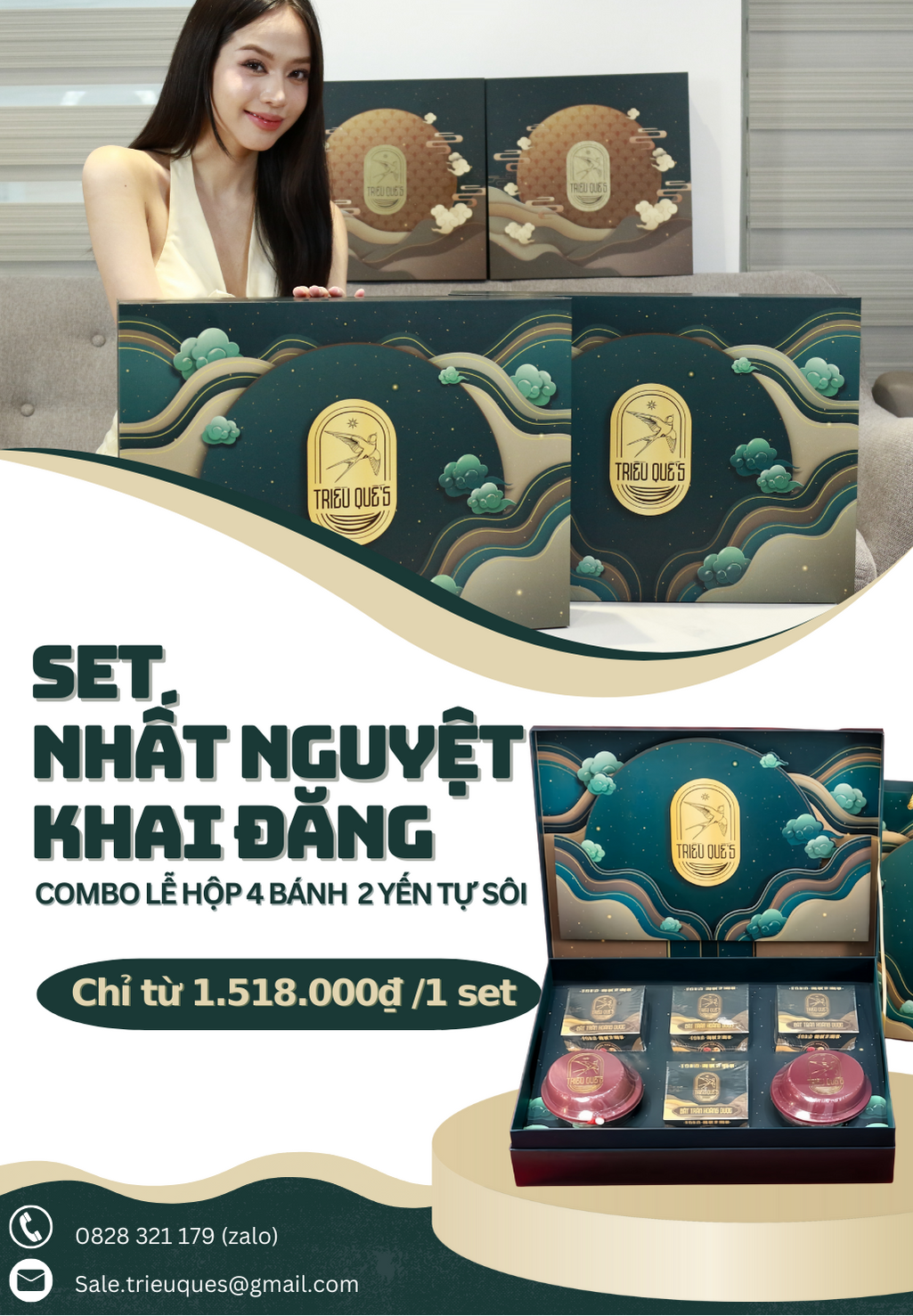 [SET] MIX F - NHẤT NGUYỆT KHAI ĐĂNG (Hộp 4 bánh 2 chén yến tự sôi)