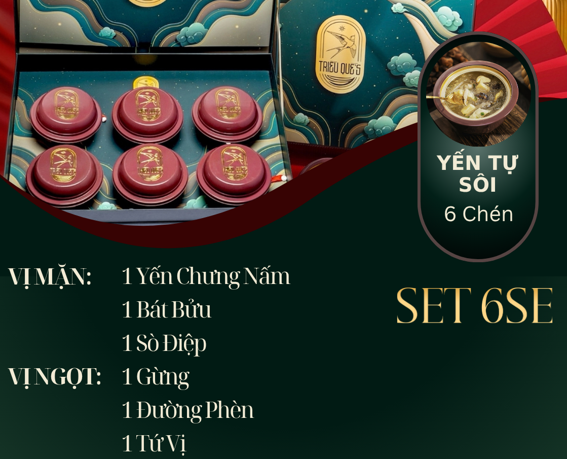 NGỰ YẾN THỊNH VƯỢNG -  Hộp Cao Cấp 6 Chén Yến Tự Sôi 140ml