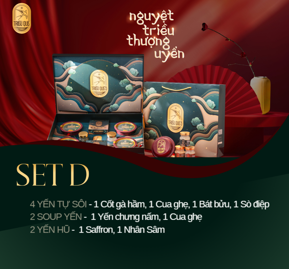 NGUYỆT TRIỀU THƯỢNG UYỂN -  Hộp Cao Cấp Yến Tự Sôi 140ml, Soup Yến ăn liền 140ml & Hũ Yến Chưng Sẵn 70ml