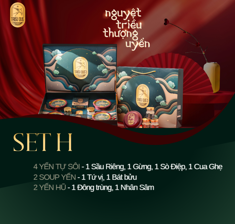 NGUYỆT TRIỀU THƯỢNG UYỂN -  Hộp Cao Cấp Yến Tự Sôi 140ml, Soup Yến ăn liền 140ml & Hũ Yến Chưng Sẵn 70ml