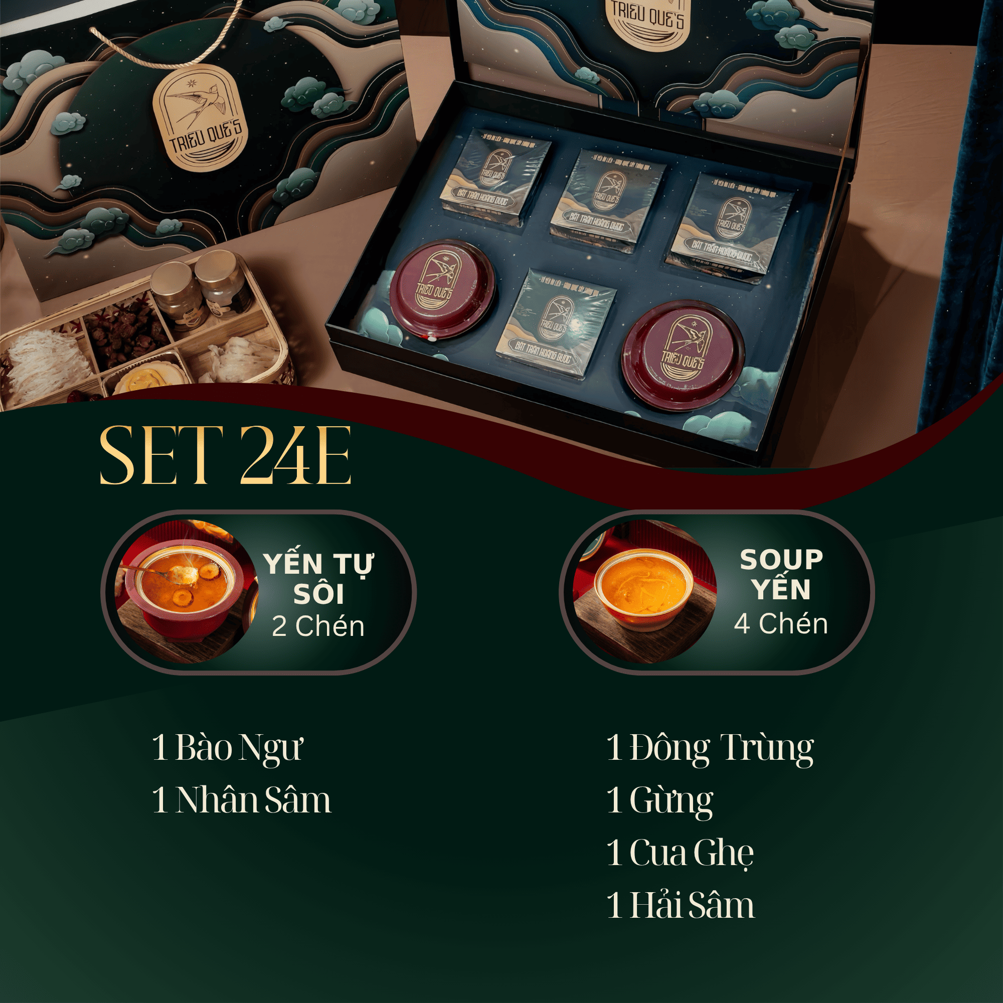 SET KIM YẾN NGỰ TÂM - 2 Chén Tự Sôi, 4 Chén Soup Yến Ăn Liền