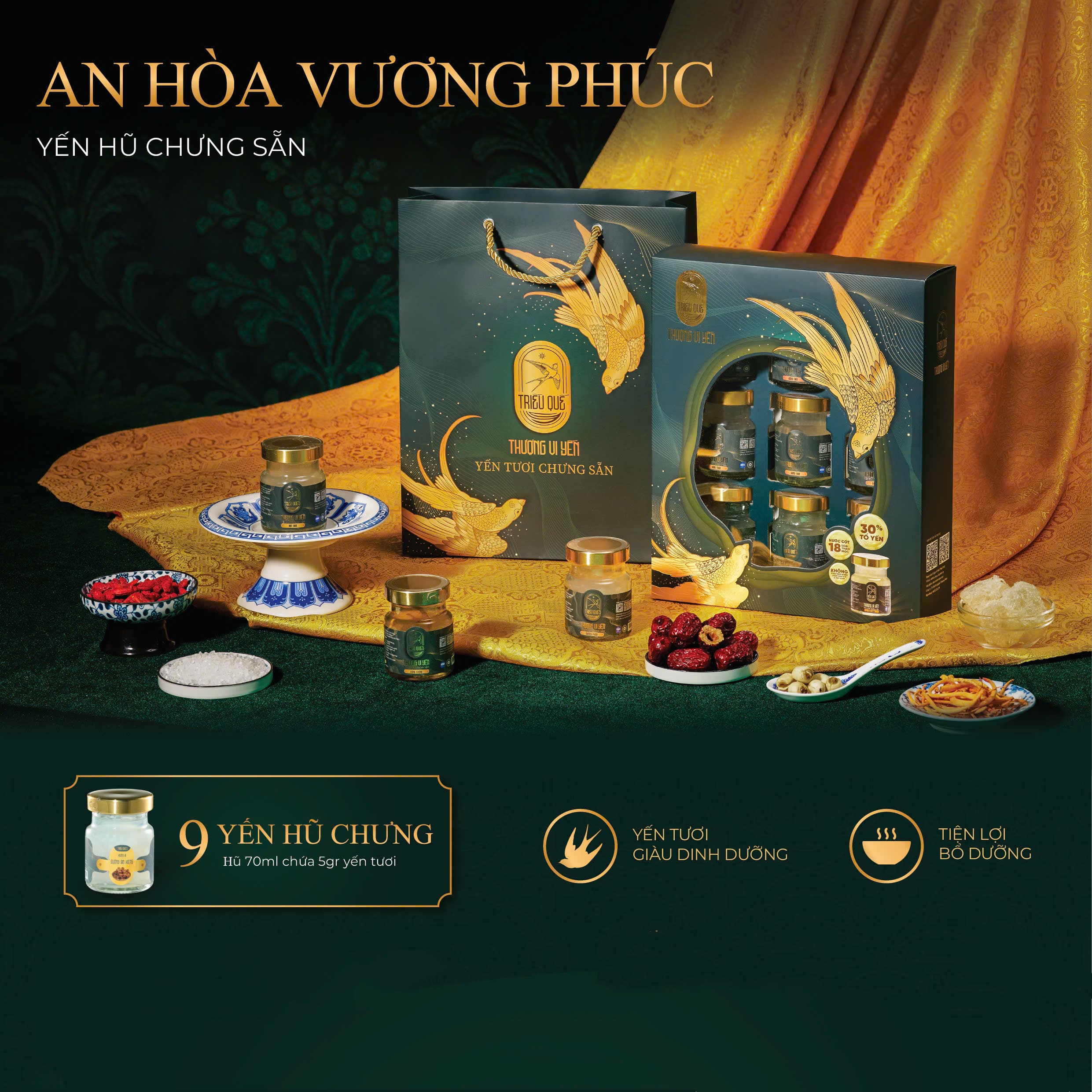 SET AN HÒA VƯƠNG PHÚC - 9 Hũ Yến Chưng Sẵn