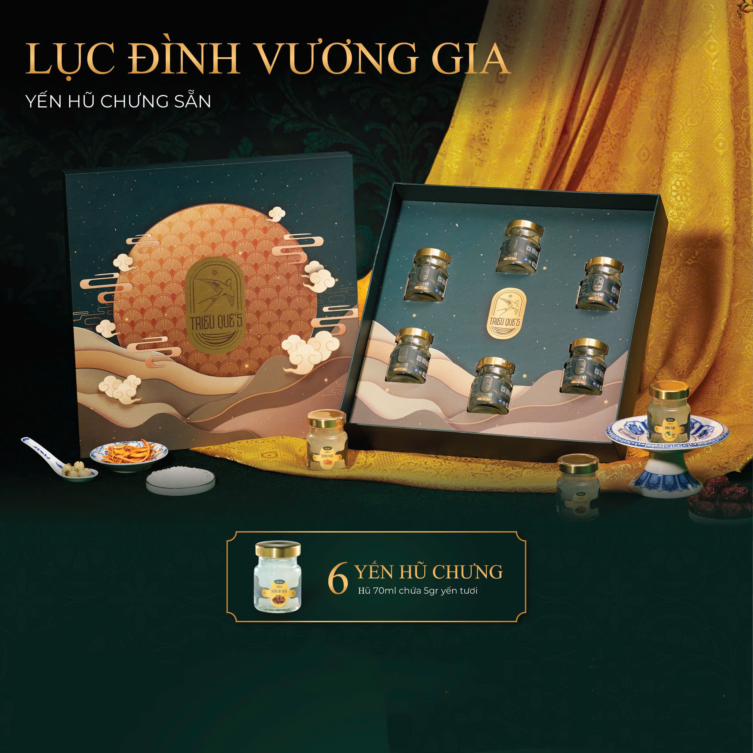 SET LỤC ĐÌNH VƯƠNG GIA -  Hộp 6 Hũ Yến Chưng Sẵn Cao Cấp 70ml