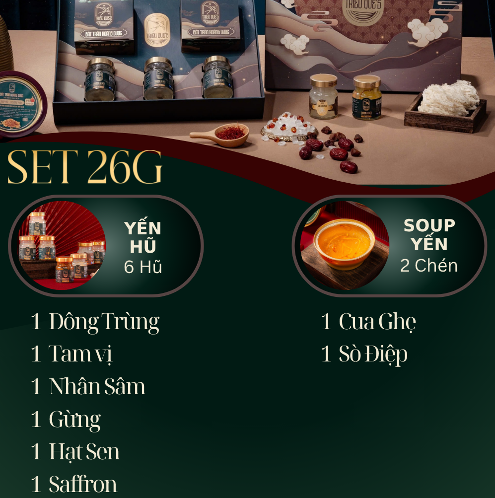 LỘC TẤN VINH HOA -  Hộp Cao Cấp Soup Yến ăn liền 140ml & Hũ Yến Chưng Sẵn 70ml